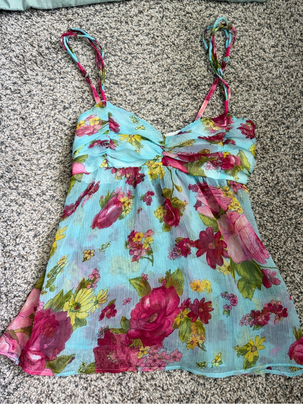 Vintage Abercrombie & Fitch Light Blue Floral Spaghetti Strap Cami